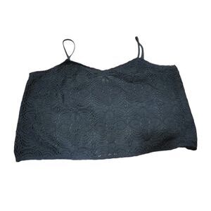 Denim & Supply Ralph Lauren Black Crochet Crop Top Boho Festival Size XL